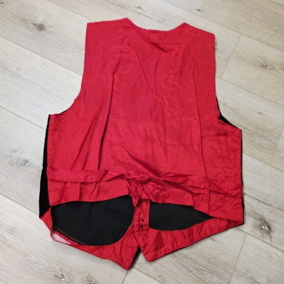 Vtg Paragraff Clothing Black Red Suede Satin Vest Bram Storkers Dracula Sz LG - Picture 5 of 6